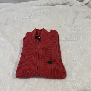 LL Bean Sweater Womens Pink L Large Mock Beck‎ Long Sleeve Full Zip 100% Cotton